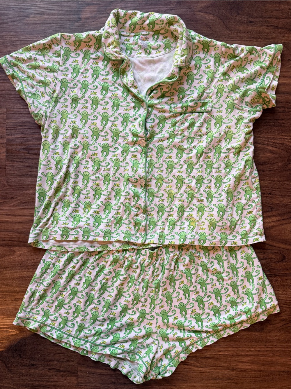 Roller Rabbit Green Monkey Print Short Pajama Set